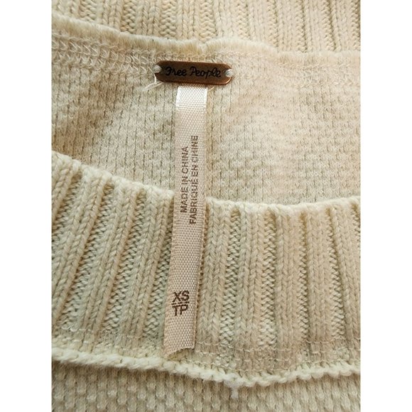 Free People Sweater - aztec colorful sleeve waffle knit cream long sleeve top xs - Picture 10 of 10
